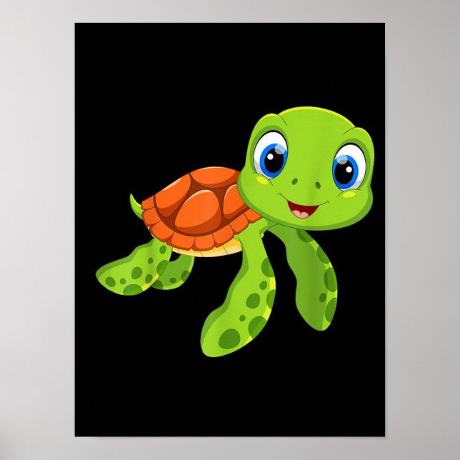 Cute Sea Baby Turtle Gift Poster (Front)