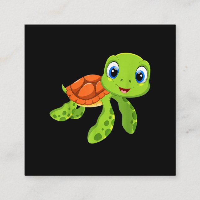 Cute Sea Baby Turtle Gift Square Business Card (Front)