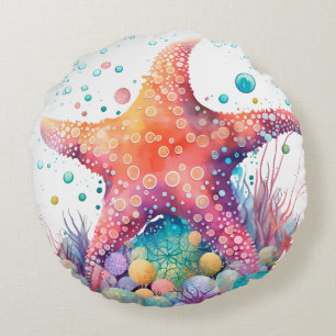 Cute sea creatures double side round throw pillow