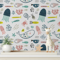 Cute Sea Creatures Fish Whales Kids Pattern