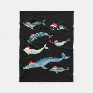 Cute Sea Creatures Whales Orca Christmas Ocean Ani Fleece Blanket