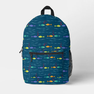 Cute sea fish in love printed backpack