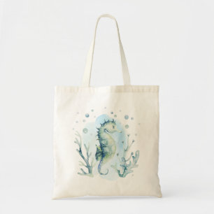 Cute sea horse and corals composition tote bag