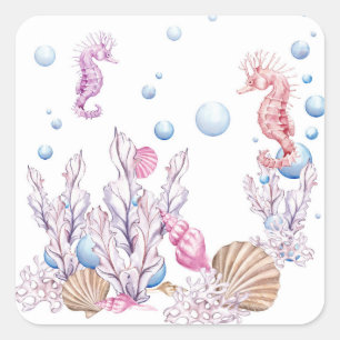 Cute sea horse beach bubbles sticker