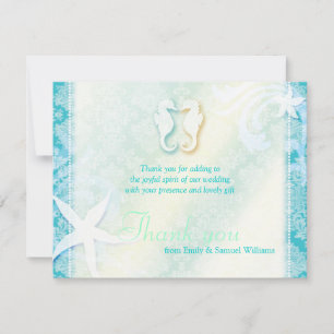 Cute Sea Horse Couple Wedding Thank You Card
