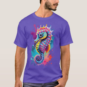 Cute Sea Horse Hippocampus Colourful Coral Reef T-Shirt