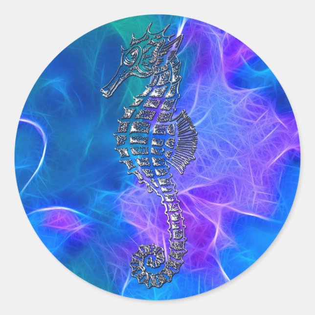 Cute Sea Horse Marine Animal Gift Classic Round Sticker (Front)