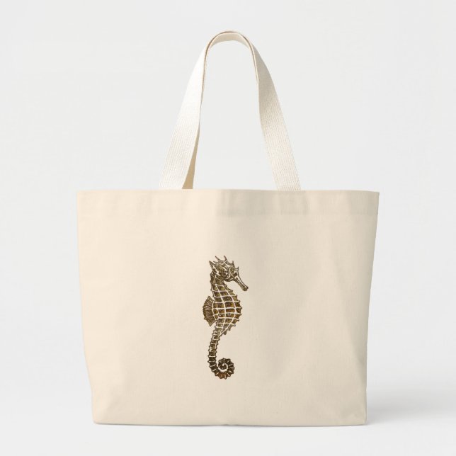 Cute Sea Horse Marine Animal Gift Large Tote Bag (Front)
