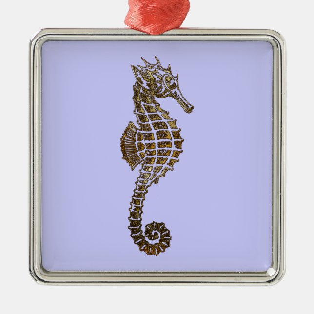 Cute Sea Horse Marine Animal Gift Metal Tree Decoration (Front)