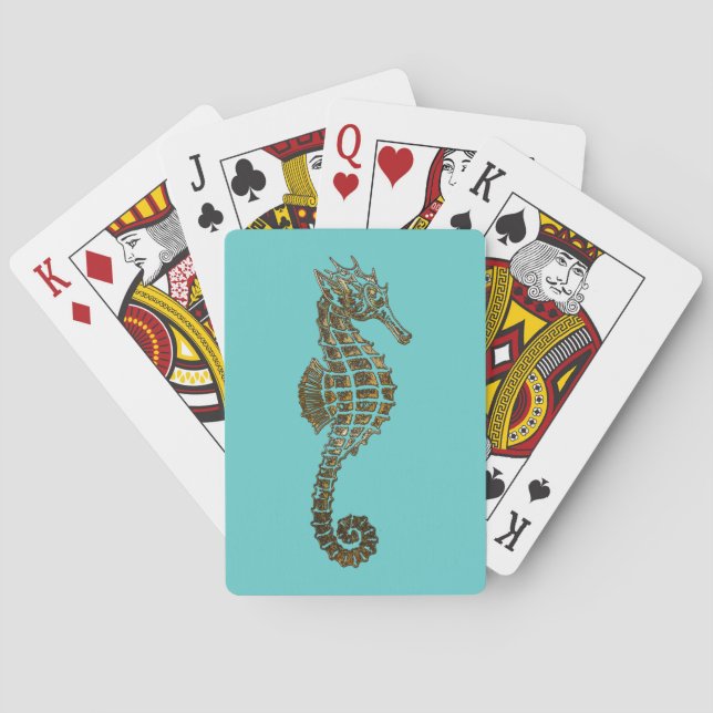 Cute Sea Horse Marine Animal Gift Playing Cards (Back)