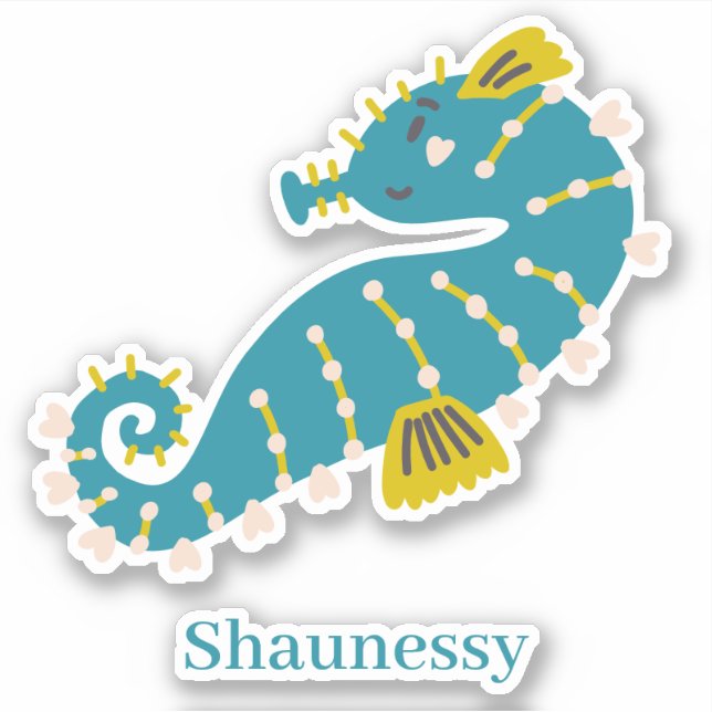 Cute  sea horse teal blue pink hearts personalise  (Front)