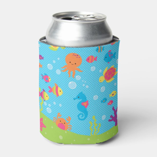Cute sea life can cooler (Can Front)