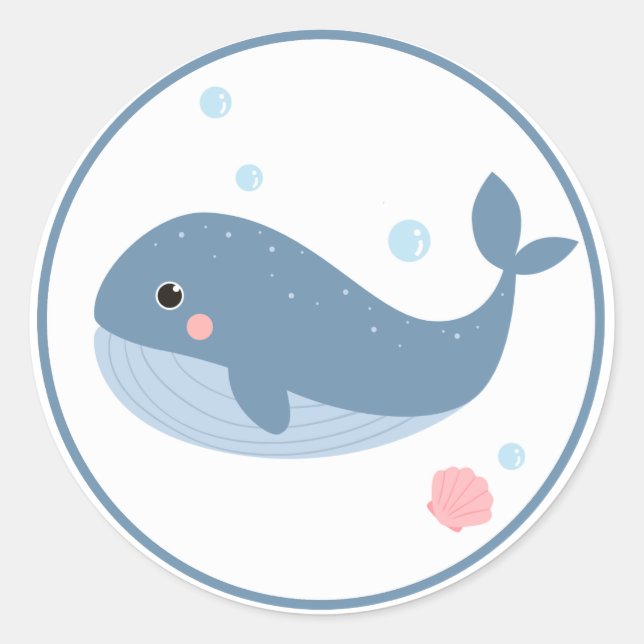 Cute Sea-life Whale Scrapbooking Classic Round Sticker (Front)