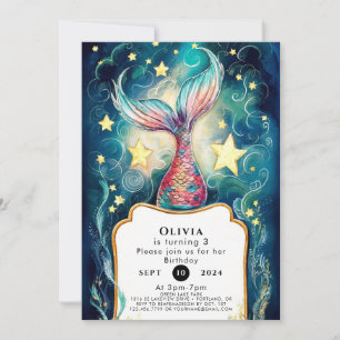 Cute Sea Mermaid Birthday Invitation
