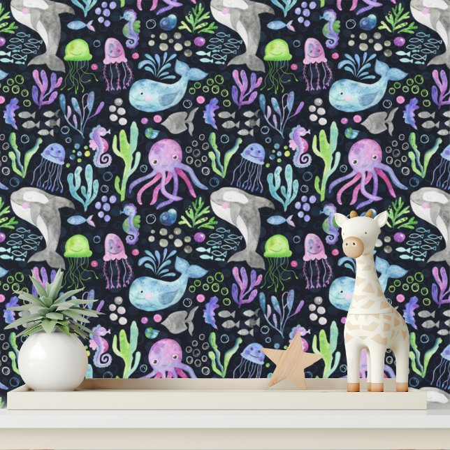 Cute Sea Ocean Animals Whales Octopus Jellyfish Wallpaper (Creator Uploaded)