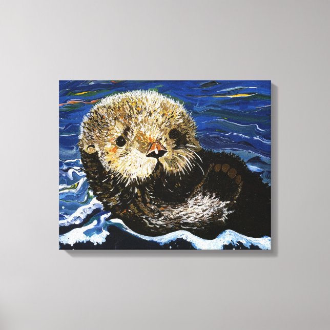 Cute Sea Otter Canvas Print (Front)