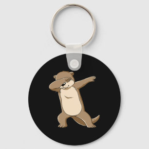 Cute Sea Otter Dancing Kids Women Mens  Key Ring
