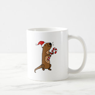 Cute Sea Otter in Santa Hat Christmas Cartoon Coffee Mug
