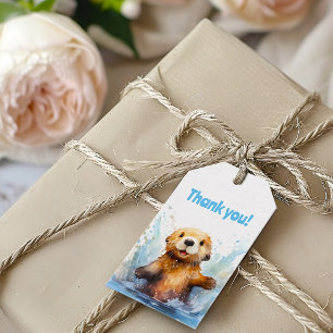 Cute Sea Otter in Water Thank You Personalised Gift Tags