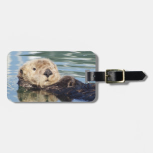 Cute sea otter luggage tag