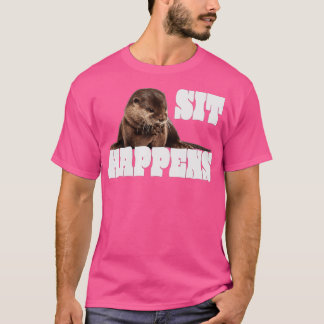 Cute sea otter retro vintage otter otter motif  -  T-Shirt