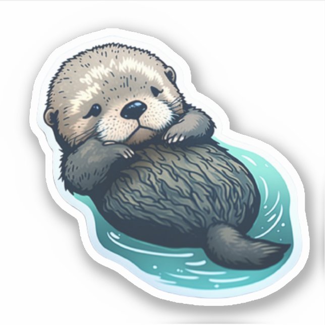 Cute Sea Otter Sticker (Front)
