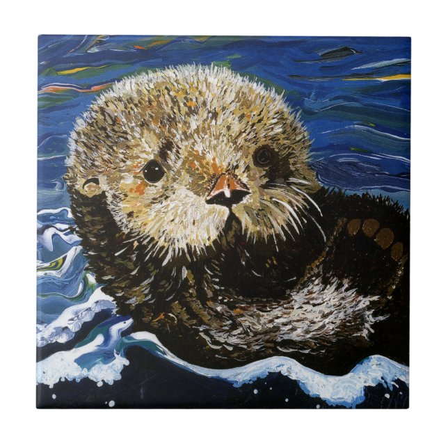 Cute Sea Otter Tile (Front)