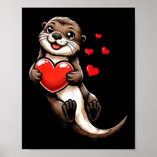 Cute Sea Otter Valentines Heart Lover Funny Boys G Poster