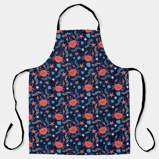 Cute sea pattern with crabs. apron (Front)