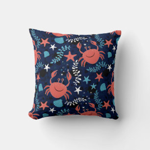 Cute sea pattern with crabs. cushion