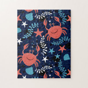 Cute sea pattern with crabs. jigsaw puzzle