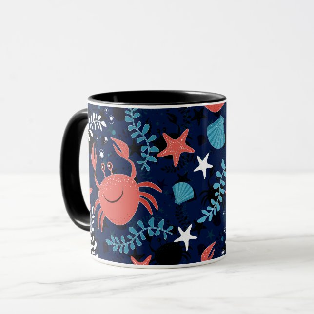 Cute sea pattern with crabs. mug (Front Left)