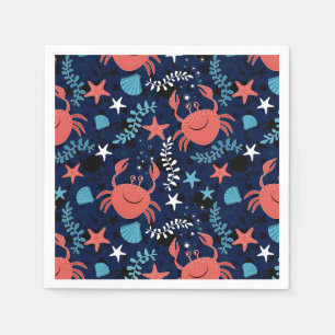 Cute sea pattern with crabs. napkin