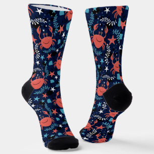 Cute sea pattern with crabs. socks