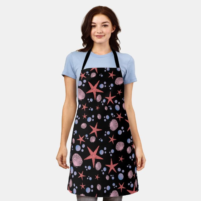 Cute Sea Shell starfish Coastal Summer Ocean Beach Apron (Worn)