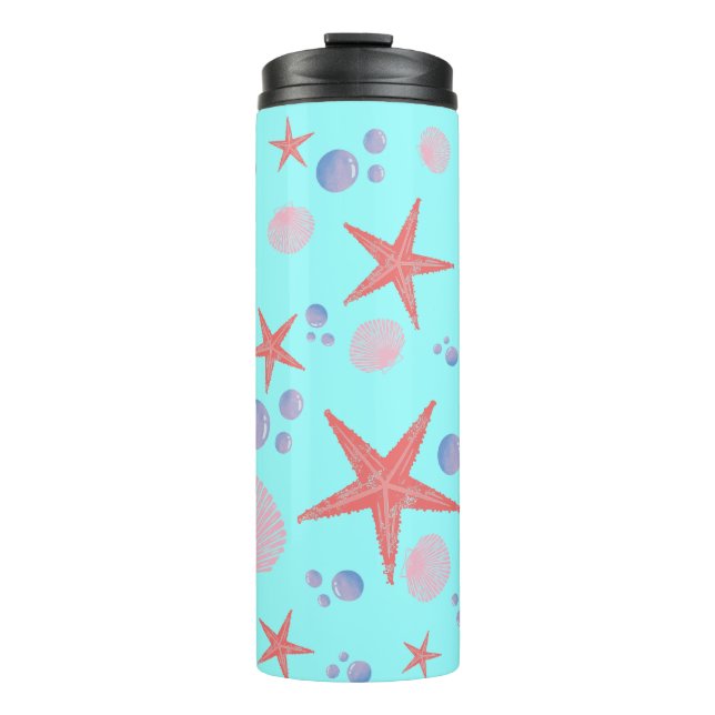 Cute Sea Shell starfish Coastal Summer Ocean Beach Thermal Tumbler (Front)