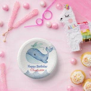 Cute Sea stingray whale fish Birthday party Paper Plate