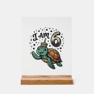 Cute Sea Turtle 6th Birthday Vintage Shirt Design_ Acrylic Sign