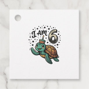 Cute Sea Turtle 6th Birthday Vintage Shirt Design_ Favour Tags