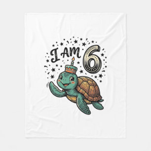 Cute Sea Turtle 6th Birthday Vintage Shirt Design_ Fleece Blanket