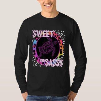 Cute Sea Turtle 90s Nostalgia Rainbow Leopard Prin T-Shirt