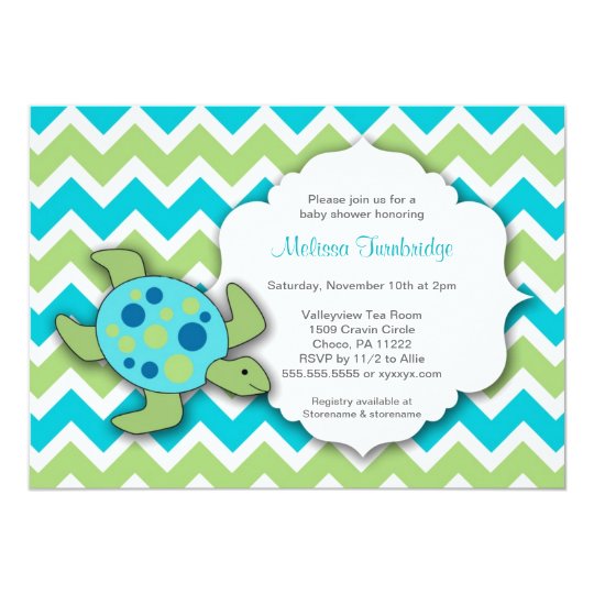 Cute Sea Turtle Baby Shower Invites neutral gender