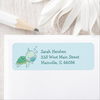 Cute Sea Turtle Baby Shower Kawaii Blue Boy