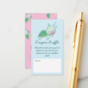 Cute Sea Turtle Baby Shower Kawaii Diaper Raffle Enclosure Card