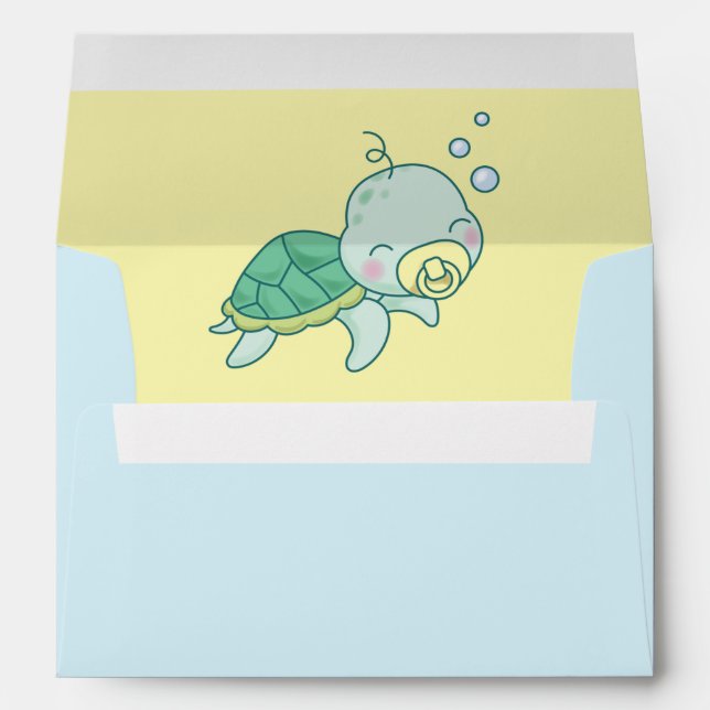Cute Sea Turtle Baby Shower Kawaii Envelope (Back (Bottom))