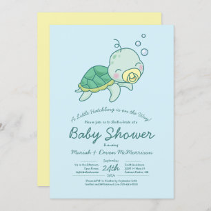 Cute Sea Turtle Baby Shower Kawaii Invitation