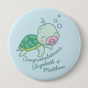 Cute Sea Turtle Baby Shower Kawaii Pink Girl 10 Cm Round Badge