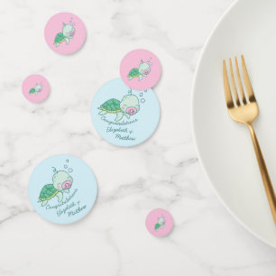 Cute Sea Turtle Baby Shower Kawaii Pink Girl Confetti