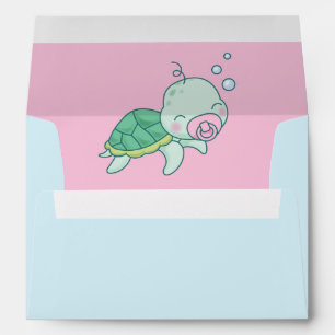Cute Sea Turtle Baby Shower Kawaii Pink Girl Envelope
