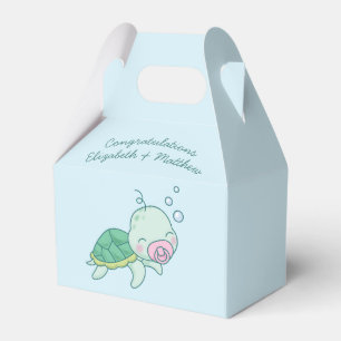 Cute Sea Turtle Baby Shower Kawaii Pink Girl Favour Box